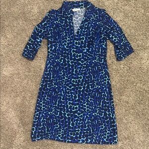 Jude Connally Vibrant Blue and Gray Dress